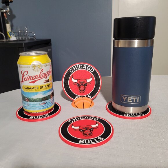 Chicago Bulls Coaster Set - 3D Printed - (Set of 4) - Picture 3 of 4